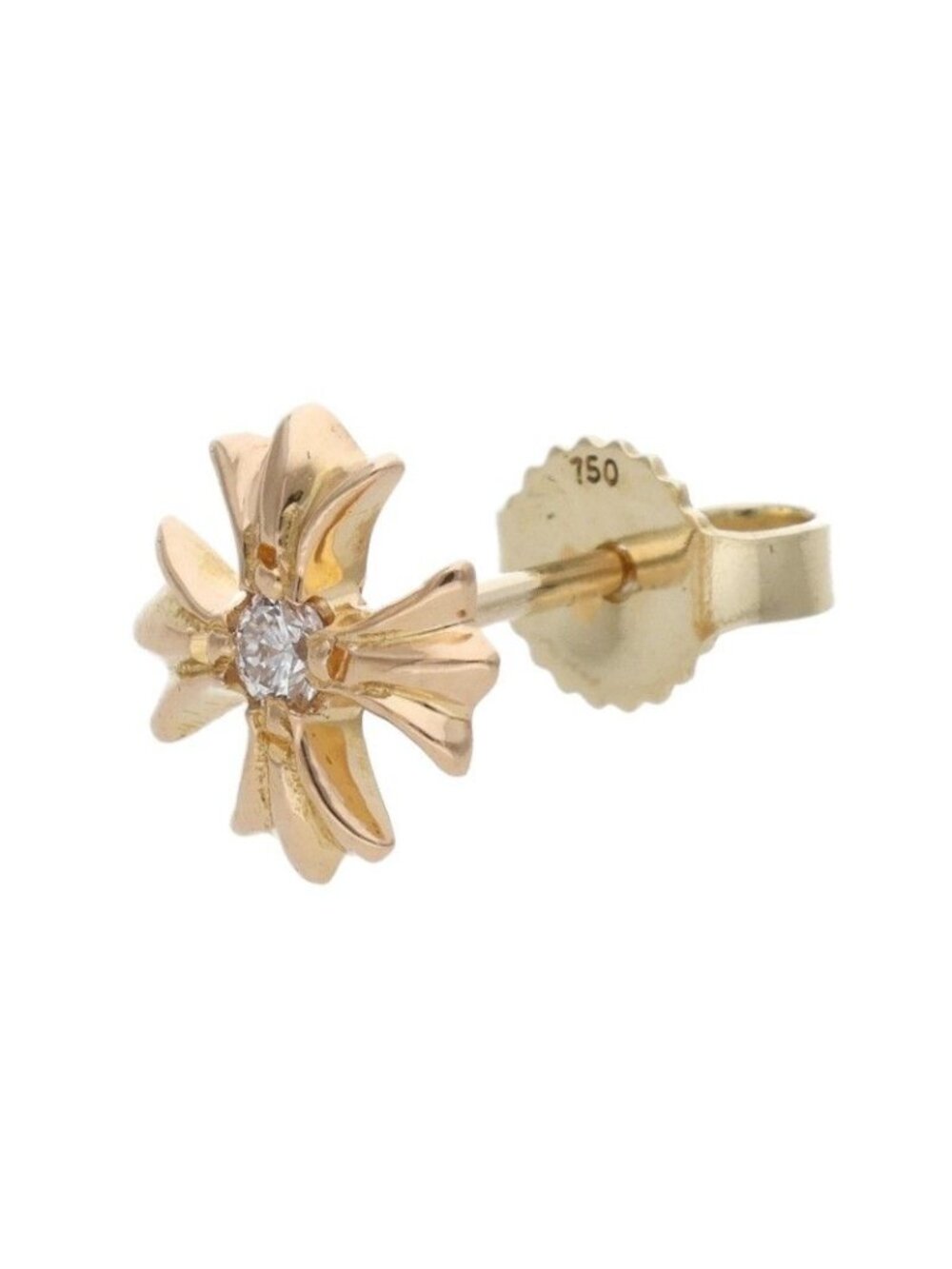 Chrome Hearts 22k CH Pls Dia Plus Stud Gold Earrings